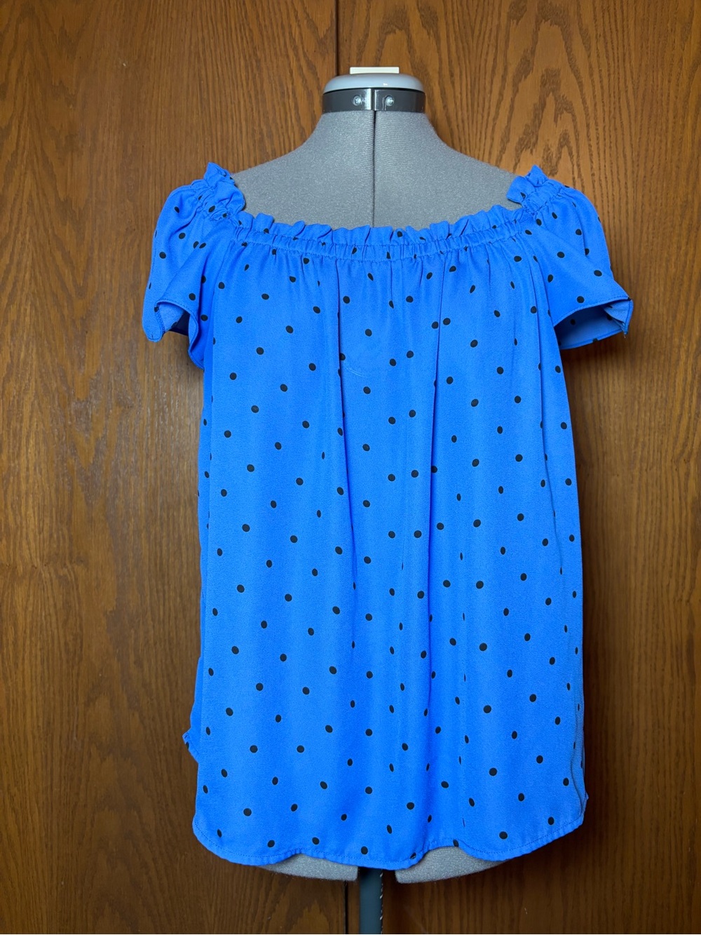CeCe Bright Blue Polka Dot Off-Shoulder Blouse - medium
